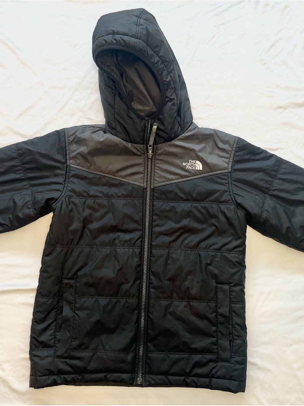 The North Face Kids Black Hooded Reversible Puffer Jacket